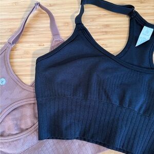 2-Pack 90 Degree by Reflex Seamless Ribbed Sports Bras Size Medium